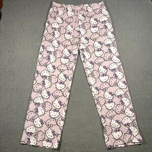 Hello Kitty Sanrio Pink Pajama Pants All Over Print Drawstring Lounge XL